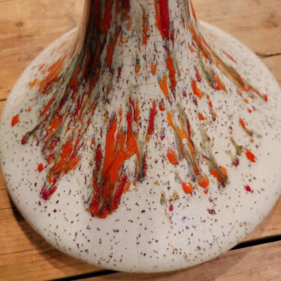 Vintage Ceramic Vase Splatterware Drip, Retro Narrow Neck Tall 15", MCM - Picture 6 of 6